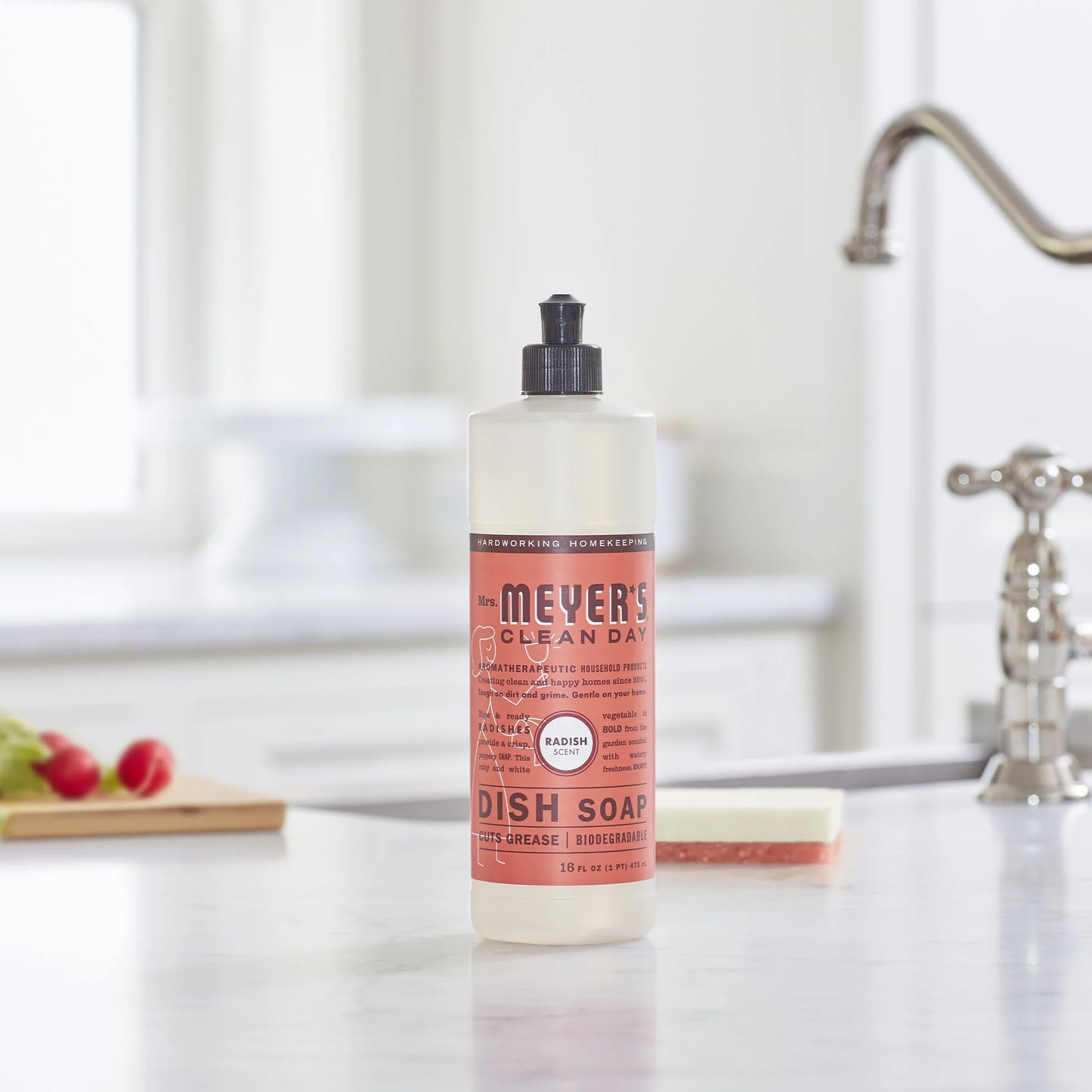 Clean Day Liquid Dish Soap, Radish Scent, 16 Ounce Bottle