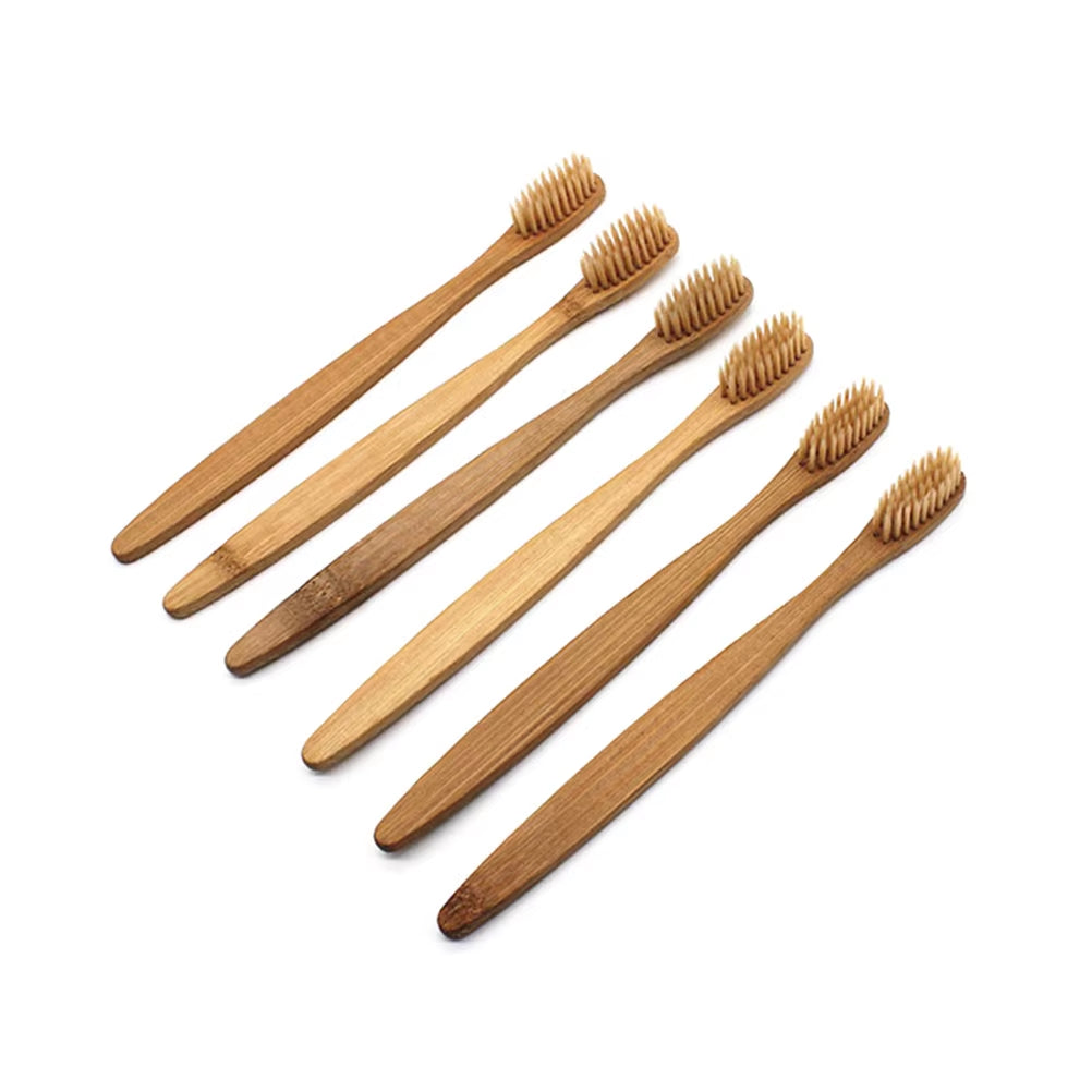 8Pcs Bamboo Toothbrush Natural Wooden ECO Friendly Toothbrush with Bristles