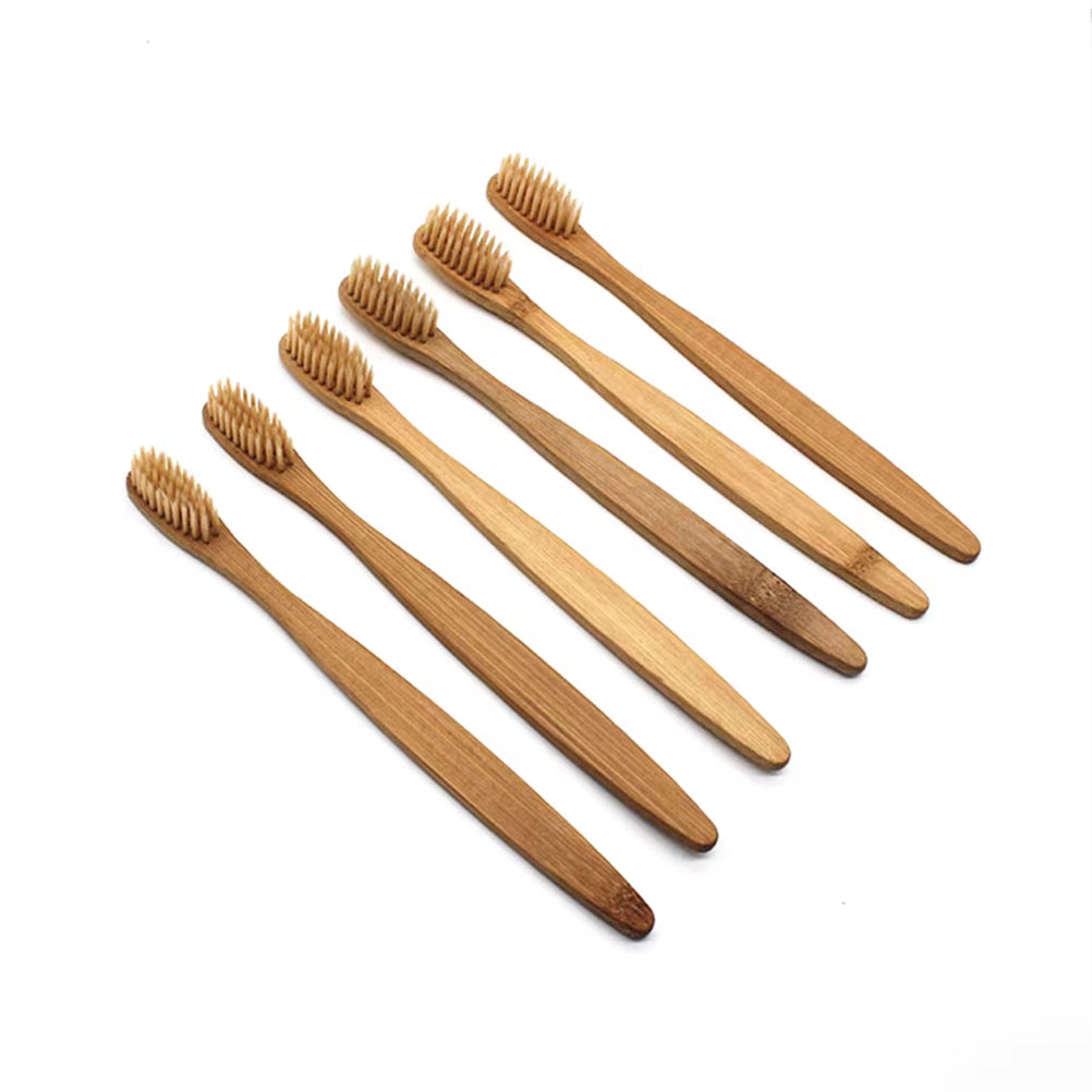 8Pcs Bamboo Toothbrush Natural Wooden ECO Friendly Toothbrush with Bristles
