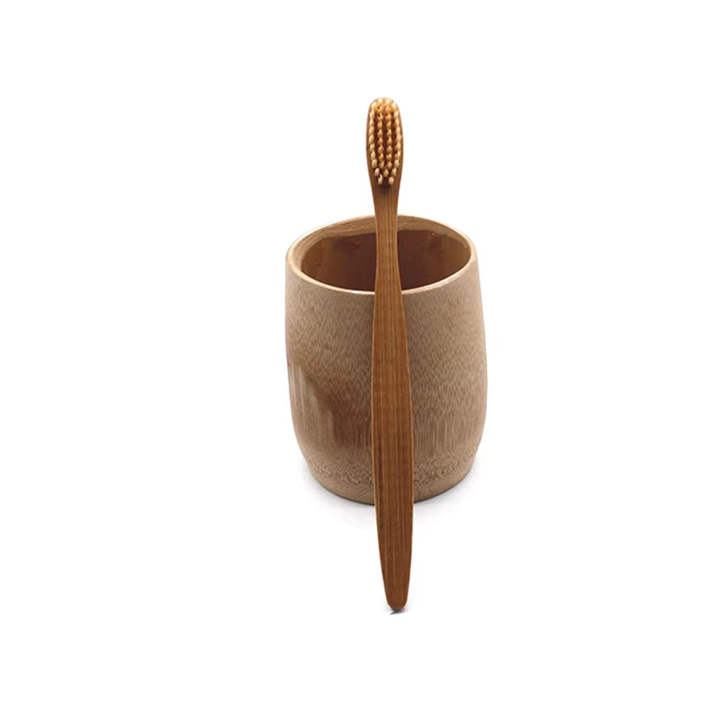 8Pcs Bamboo Toothbrush Natural Wooden ECO Friendly Toothbrush with Bristles