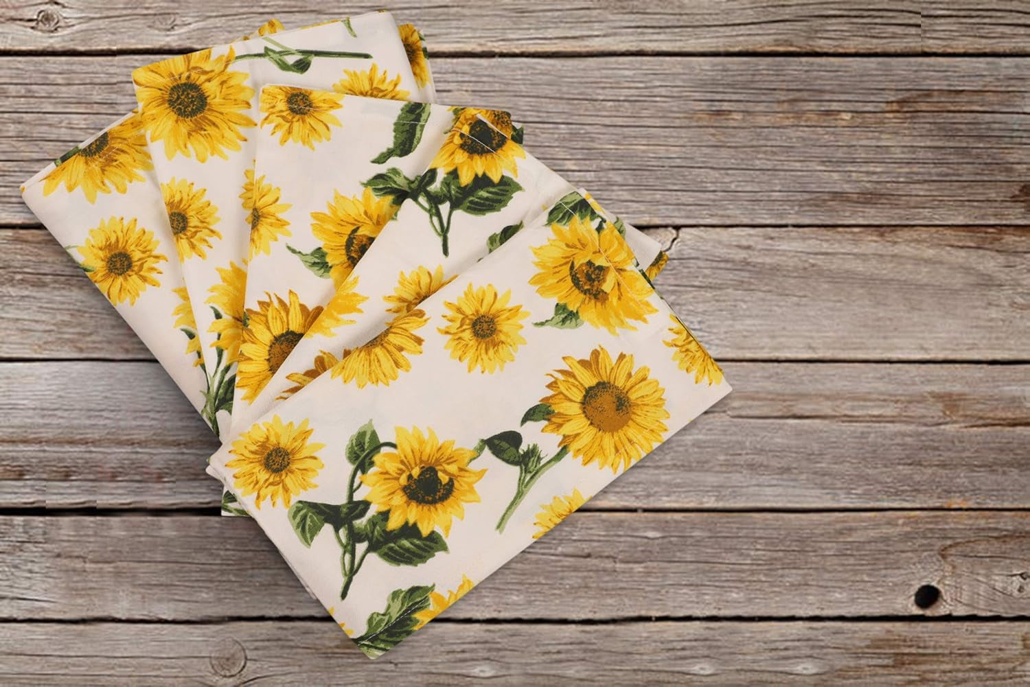 Dinner Napkins Sunflower Print Cloth Napkins (Set of 12) Oversized 20X20 Inches 100% Cotton Premium Quality Soft Durable with Mitered Corners Reusable Washable Everyday Use Parties Napkins