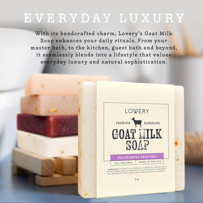 Goat Milk Soap with Organic Shea Butter - Goats Milk Soap Bars - Oatmeal, Eucalyptus Lavender, Moroccan Vanilla, Hydrangea Rose, Patchouli Sandalwood, All Natural Soap Bar, 5 Pack